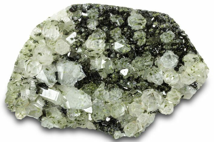 Sparkling Dark Green Epidote Crystals on Quartz - Turkey #301437